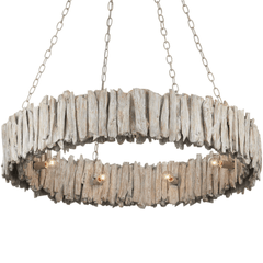 Driftwood Whitewash Ring Chandelier - Our Boat House
