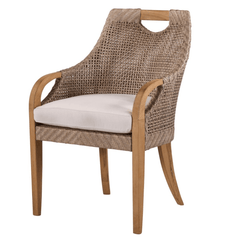 Eastern Shores Woven & Teak Outdoor Dining Arm Chair - Our Boat House