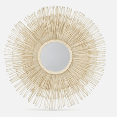 Eliza White Cane Round Mirror - Our Boat House