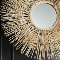 Eliza White Cane Round Mirror - Our Boat House