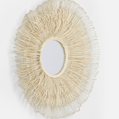 Eliza White Cane Round Mirror - Our Boat House