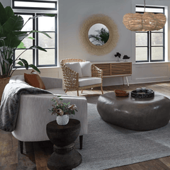 Eliza White Cane Round Mirror - Our Boat House