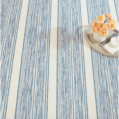 Ellington Stripe Blue Machine Washable Rug - Our Boat House