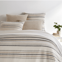 Ellison Stripe Linen Chenille Ivory Duvet Cover - Our Boat House