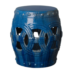 Eternal Rings Garden Stool - Marine Blue - Our Boat House