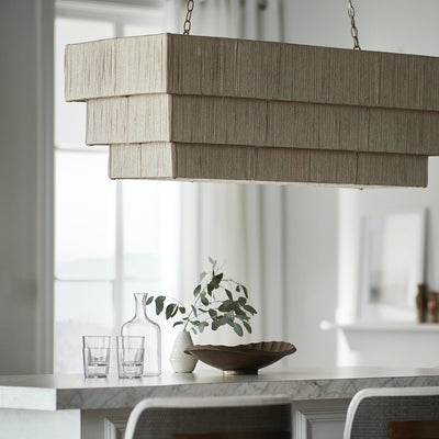 Everly Natural Abaca Rope Rectangular Chandelier - Our Boat House