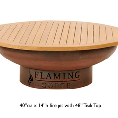 Flaming Gorge Gobi Steel Fire Pit & Teak Top - Our Boat House