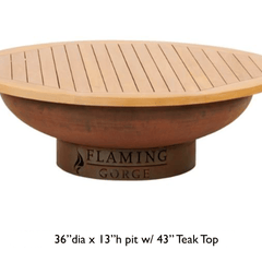 Flaming Gorge Gobi Steel Fire Pit & Teak Top - Our Boat House