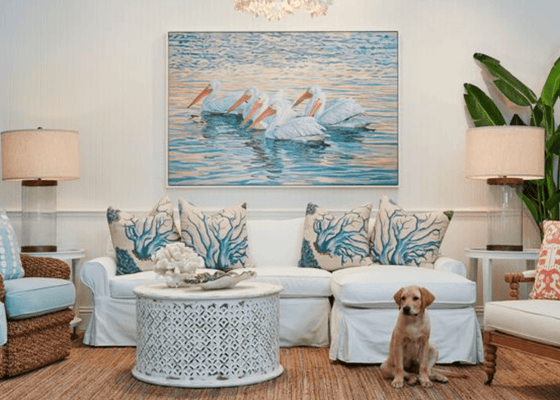 Floating White Pelicans Giclee - Our Boat House