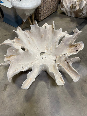 Flores Bleached Teak Flower Root Table Base - Our Boat House