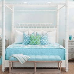 Four Poster Bamboo Bed in Fresh White - Our Boat House