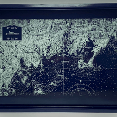 Greenwich, CT - Rectangular Navy Chart Tray with Silver Cleat Handles - Our Boat House