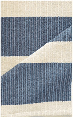 Hampton 9 - inch with 4 - inch Stripe Indoor/Outdoor PVC Rug - Steel Blue and Beige - Our Boat House