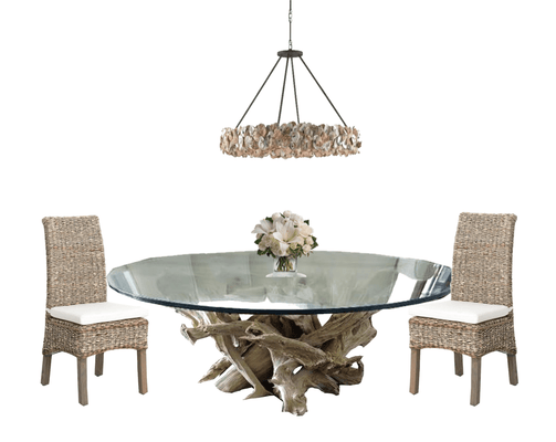 Hampton Driftwood Dining Table Base to accommodate Round Glass Top - Larger Spaces 54