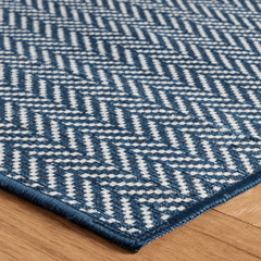 Herringbone Blue - Machine Washable Rug - Our Boat House