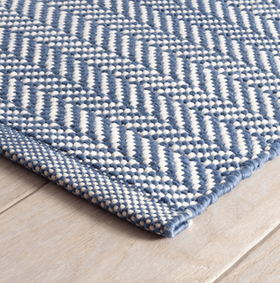 Herringbone Indoor/ Outdoor Rug - Denim Blue & Ivory - Our Boat House