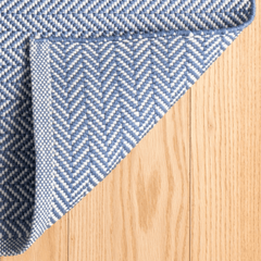 Herringbone Indoor/ Outdoor Rug - Denim Blue & Ivory - Our Boat House