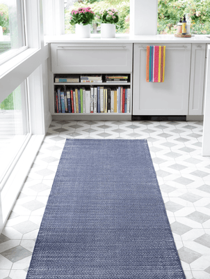 Herringbone Indoor/ Outdoor Rug - Indigo Blue & White - Our Boat House