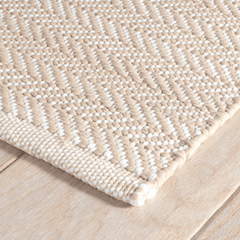Herringbone Indoor/ Outdoor Rug - Linen & White - Our Boat House
