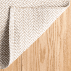 Herringbone Indoor/ Outdoor Rug - Linen & White - Our Boat House