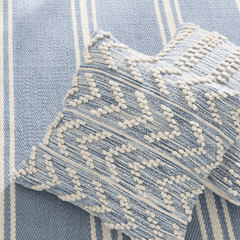 Hobnail Indoor/Outdoor Pillow - Herringbone Blue - Our Boat House