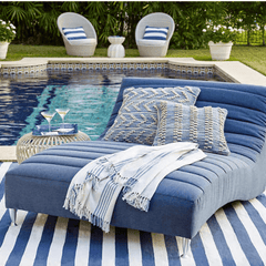 Hobnail Indoor/Outdoor Pillow - Stripe Blue - Our Boat House