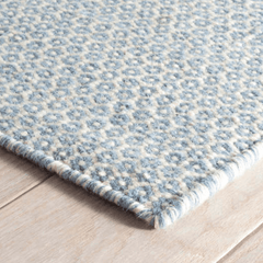 Honeycomb Woven Wool Rug - Soft French Blue & Ivory - Our Boat House