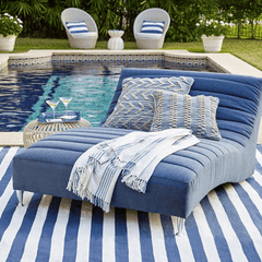 Ibiza French Blue Striped Throw - Our Boat House
