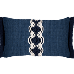 Indigo Macrame Indoor/Outdoor Pillow - Our Boat House