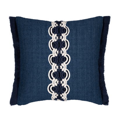 Indigo Macrame Indoor/Outdoor Pillow - Our Boat House