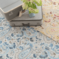 Ines Blue Hand Micro Hooked Wool Rug - Our Boat House