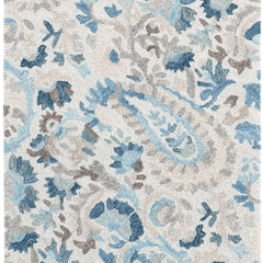Ines Blue Hand Micro Hooked Wool Rug - Our Boat House
