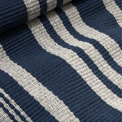 Irving Stripe Handwoven Navy Cotton Rug - Our Boat House