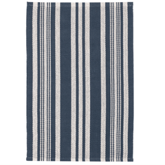 Irving Stripe Handwoven Navy Cotton Rug - Our Boat House