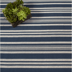 Irving Stripe Handwoven Navy Cotton Rug - Our Boat House
