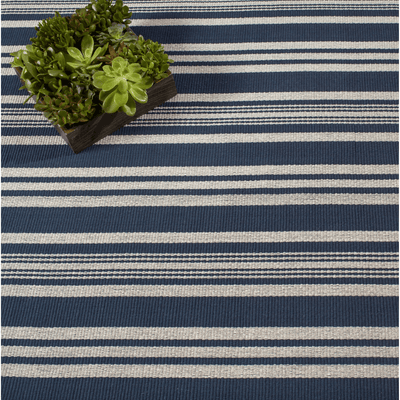 Irving Stripe Handwoven Navy Cotton Rug - Our Boat House