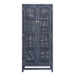 Islamorada Rattan Tall Narrow Navy Cabinet - Our Boat House
