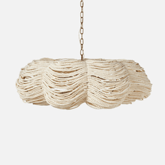 Kayla White Wood Beads Chandelier - Two Sizes - Our Boat House