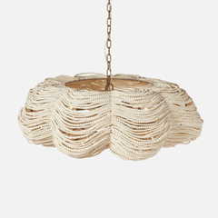 Kayla White Wood Beads Chandelier - Two Sizes - Our Boat House
