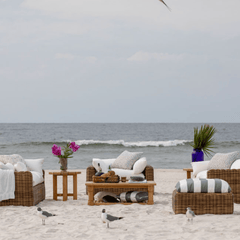 Kona Outdoor Wicker Left Arm Facing Loveseat - Raffia - Our Boat House