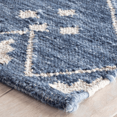 Kota Indigo Blue Woven Wool Rug - Our Boat House