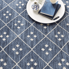 Kota Indigo Blue Woven Wool Rug - Our Boat House