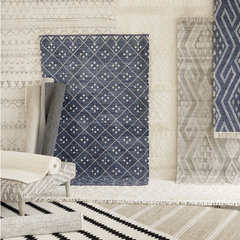 Kota Indigo Blue Woven Wool Rug - Our Boat House