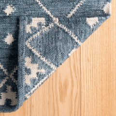 Kota Indigo Blue Woven Wool Rug - Our Boat House