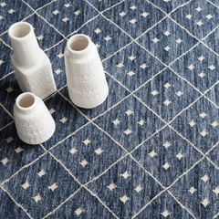 Kota Indigo Blue Woven Wool Rug - Our Boat House