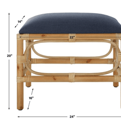 Laguna Bay Upholstered Small Bench/Ottoman - Navy - Our Boat House