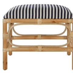 Laguna Bay Upholstered Small Bench/Ottoman - Navy & White Stripe - Our Boat House