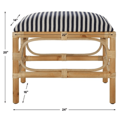 Laguna Bay Upholstered Small Bench/Ottoman - Navy & White Stripe - Our Boat House