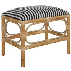 Laguna Bay Upholstered Small Bench/Ottoman - Navy & White Stripe - Our Boat House