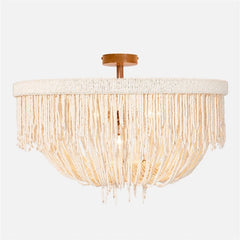 Le Carmen Cocoa Bead Semi - Flush Chandelier - Ivory - Our Boat House